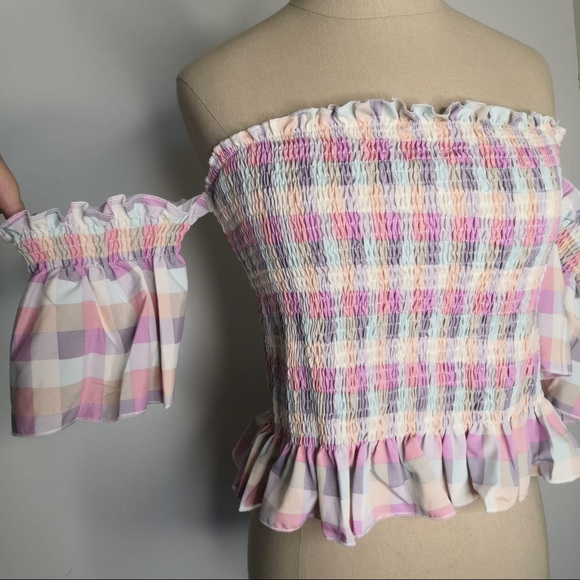 Shein shirred peplum pastel top - Picture 6 of 10